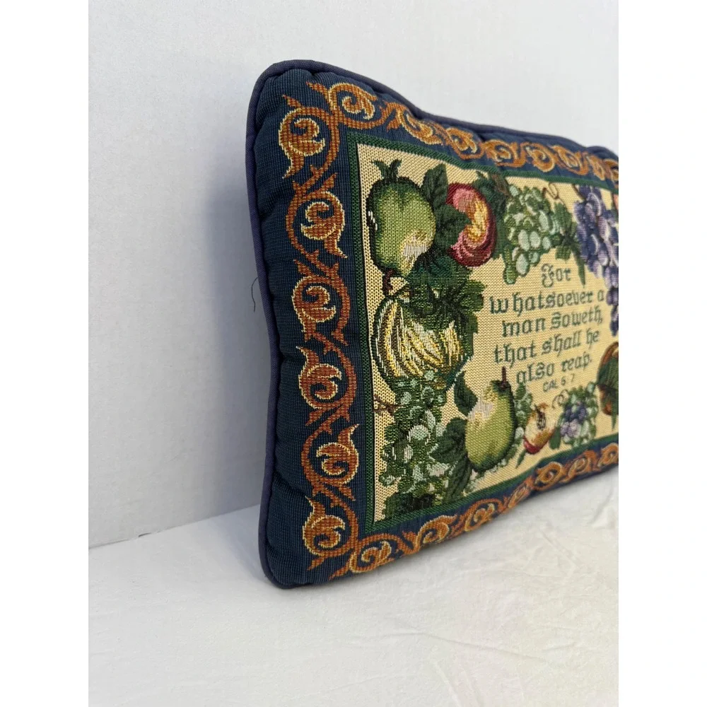 Vintage Granny Cottage Country Tapestry Bible Verse Accent Pillow‎ Harvest Fruit